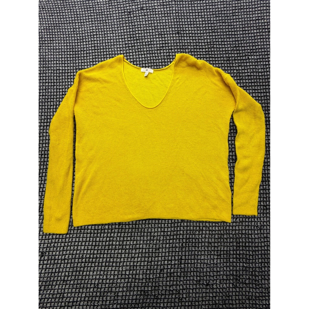 BP. V-Neck Sweater Womens Medium Yellow Waffle Knit Oversized Top